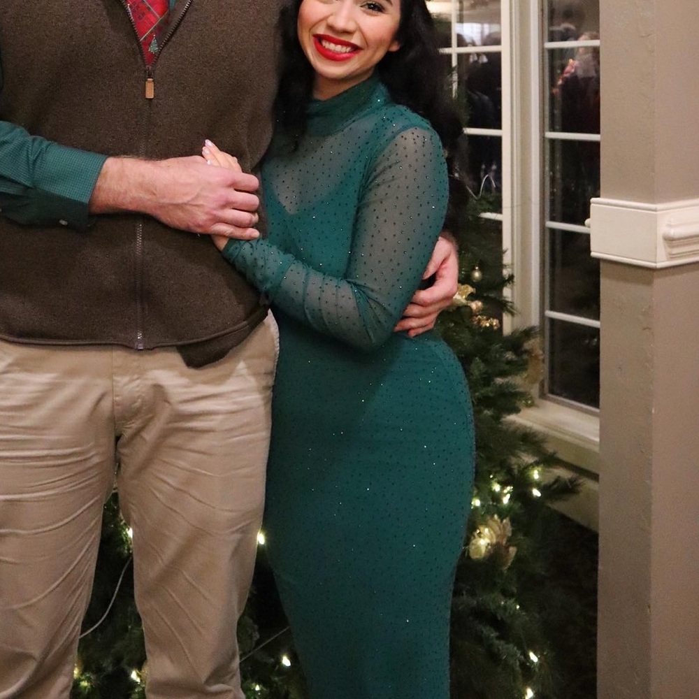 Green long sparkly dress size S